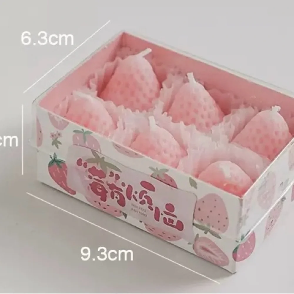 Cute Strawberry Scented Candles Set – 6 Mini Candles Gift Box